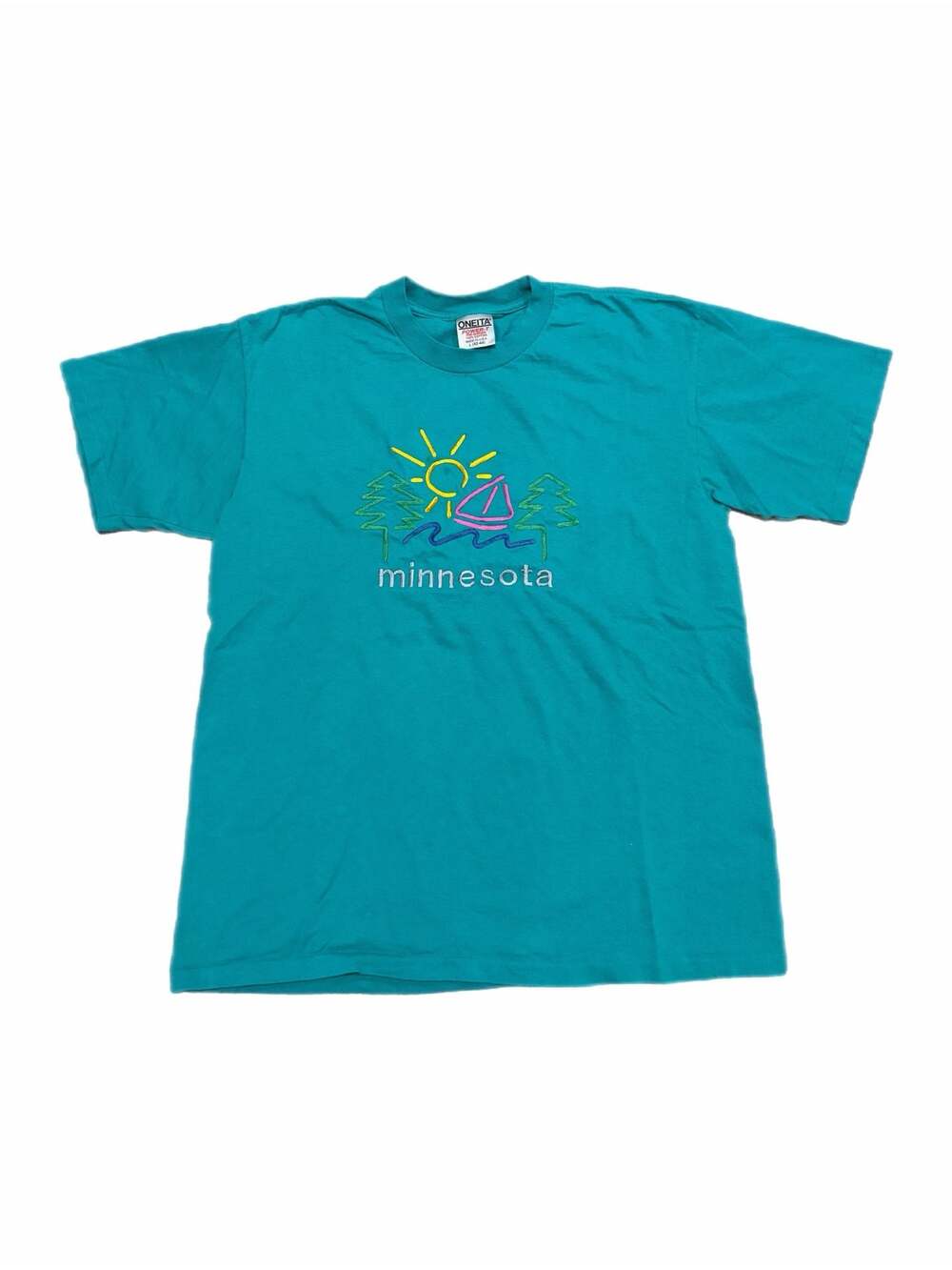 Vintage 90s Oneita Minnesota Embroidered Graphic T-Shirt Size L